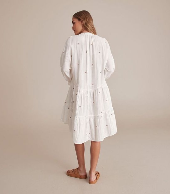 Embroidered Tiered Mini Dress