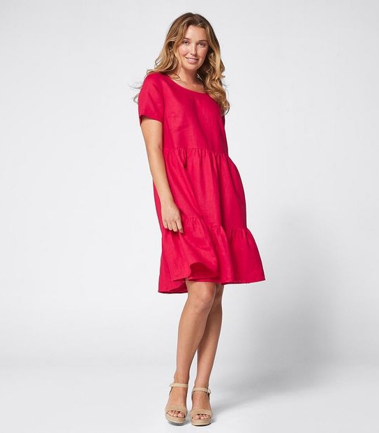 European Linen Tiered Dress | Target Australia
