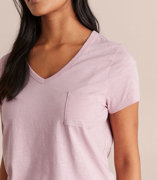 Organic Cotton Slub V-Neck T-Shirt