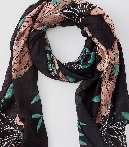 Midweight Woven Scarf - Peony Floral