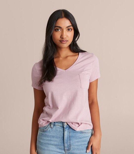 Organic Cotton Slub V-Neck T-Shirt | Target Australia