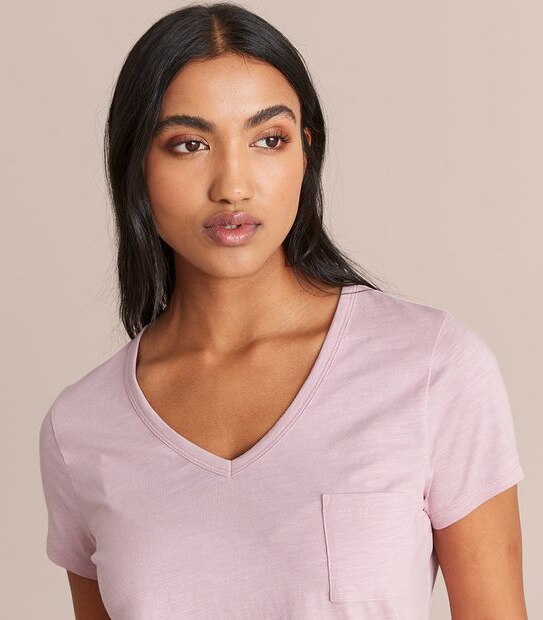 Organic Cotton Slub V-Neck T-Shirt