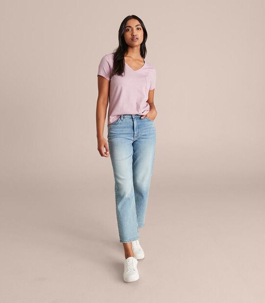 Organic Cotton Slub V-Neck T-Shirt