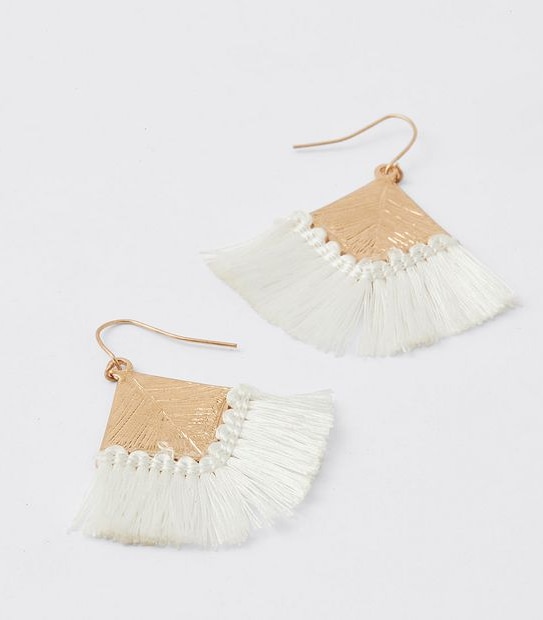 Fan Tassel Earrings - White