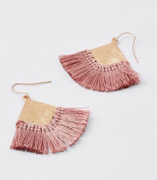 Fan Tassel Earrings - Pink