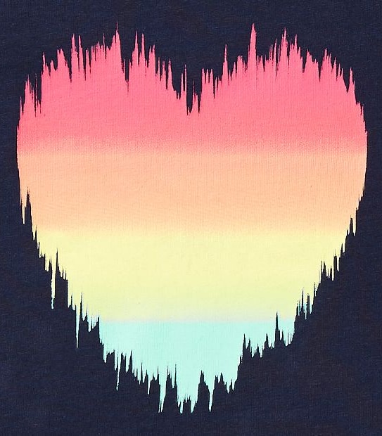 Short Sleeve Rainbow Heart Print T-Shirt