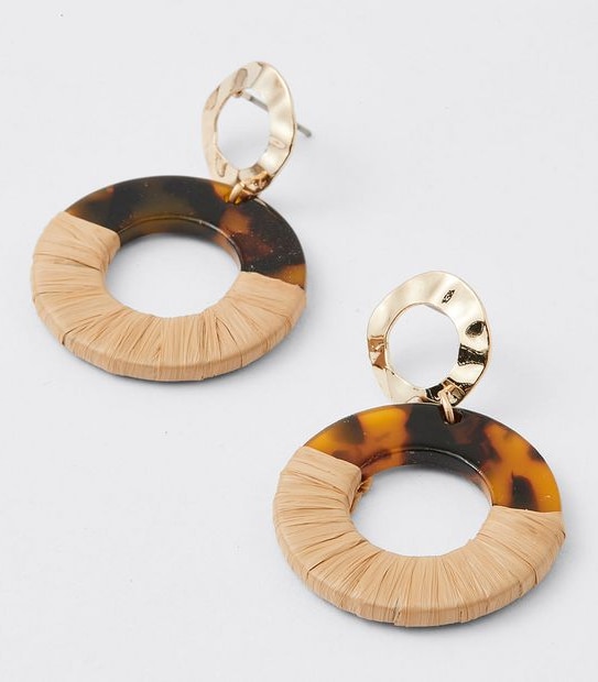 Wrapped Tortoise Shell Earrings - Gold/Brown