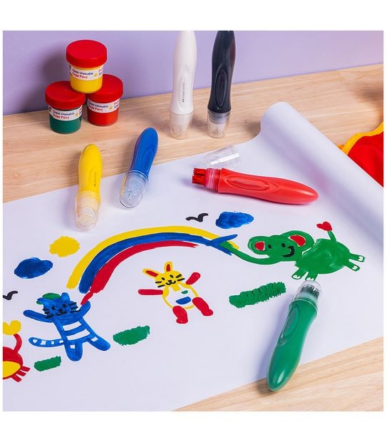 Faber Castell Little Creatives Jumbo Washable Squeezing Paint Brushes - Pack of 6
