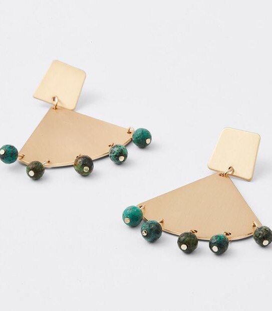 Tortoise Shell Metal and Bead Earrings