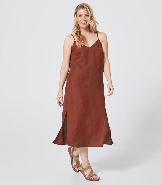 Linen Blend Cami Midi Dress