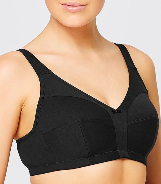 Lena Cotton Wirefree Bra - Black