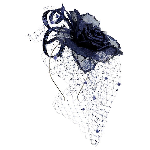 Floral Headband With Veil - Peacoat Floral Headband With Veil - Peacoat