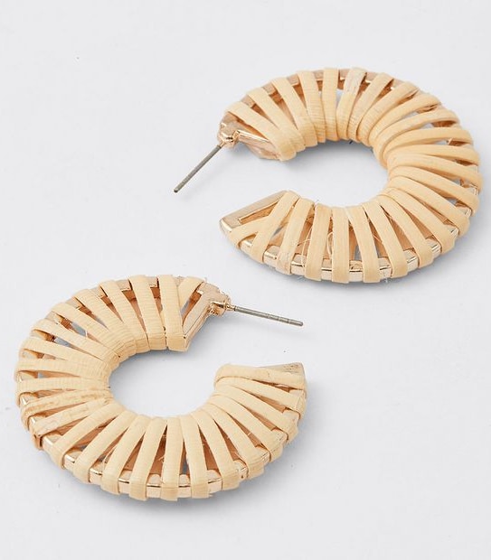 Woven Hoop Earrings - Natural