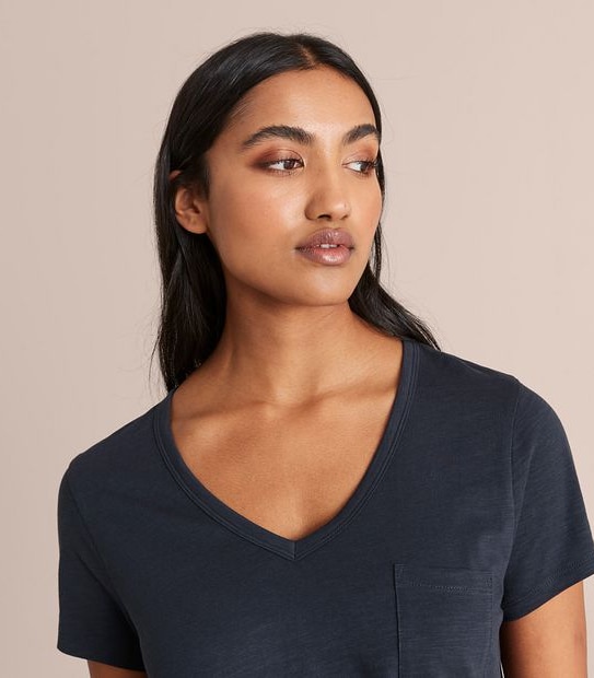 Organic Cotton Slub V-Neck T-Shirt