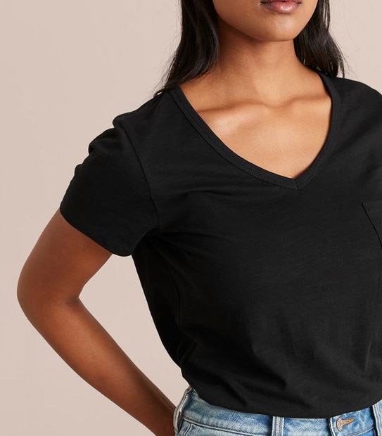 Organic Cotton Slub V-Neck T-Shirt