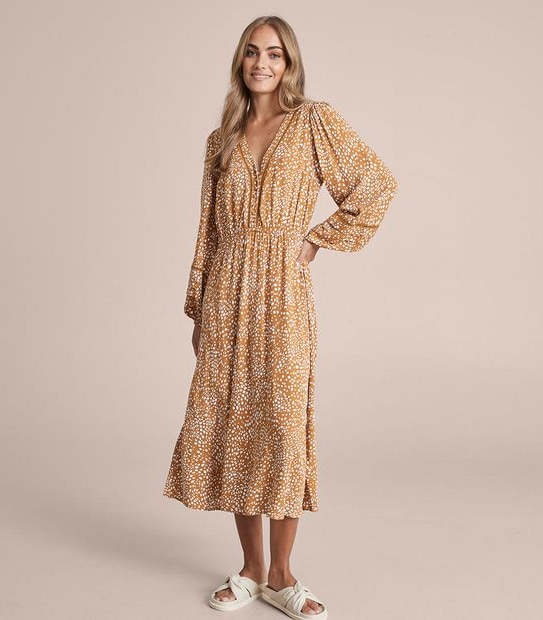 Detailed Sleeve Midi Dress
