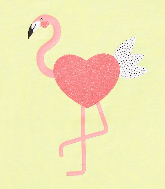 Short Sleeve Flamingo Print T-Shirt