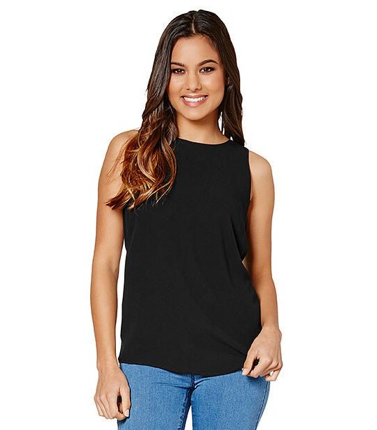 Dannii Minogue Petites Sleeveless Cutout Tank - Black