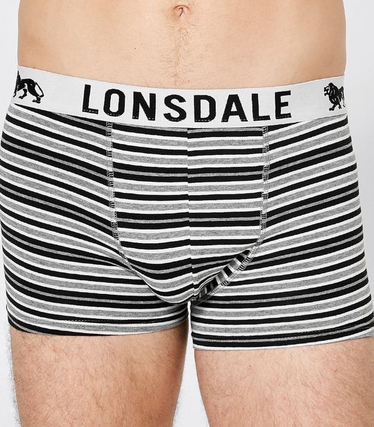 Lonsdale London 3 Pack Trunks - Charcoal Stripe