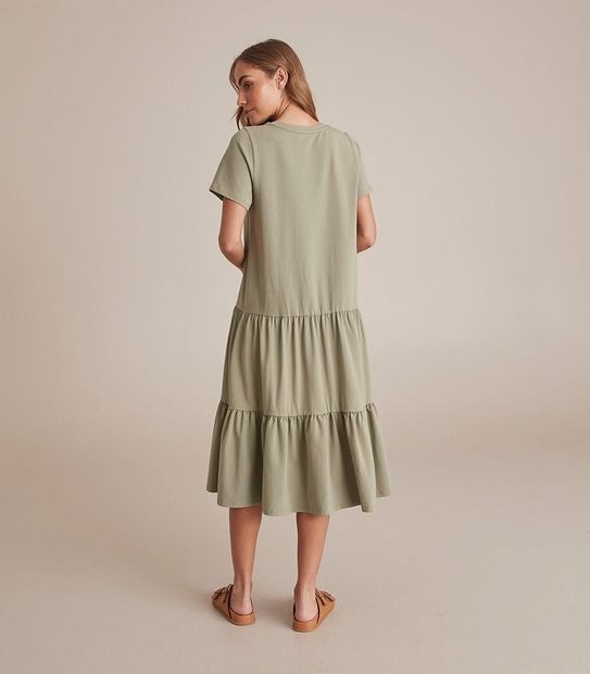 Tiered Jersey Midi Dress