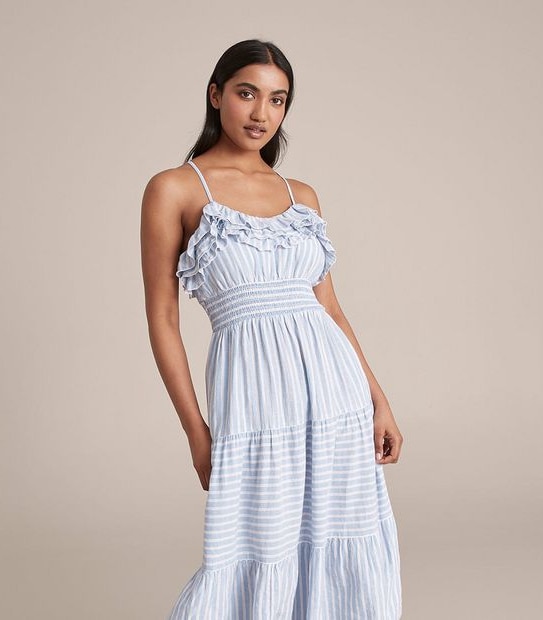 Frill Strappy Midi Dress