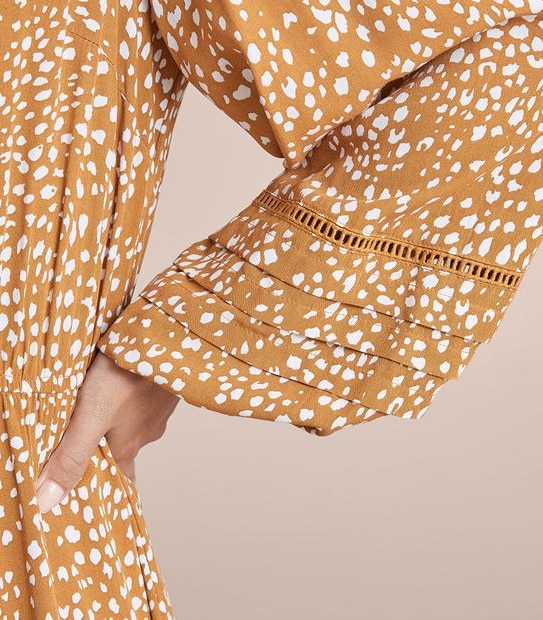 Detailed Sleeve Midi Dress