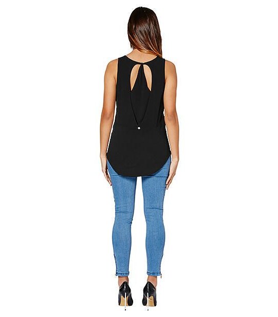 Dannii Minogue Petites Sleeveless Cutout Tank - Black