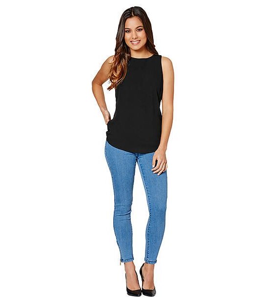 Dannii Minogue Petites Sleeveless Cutout Tank - Black