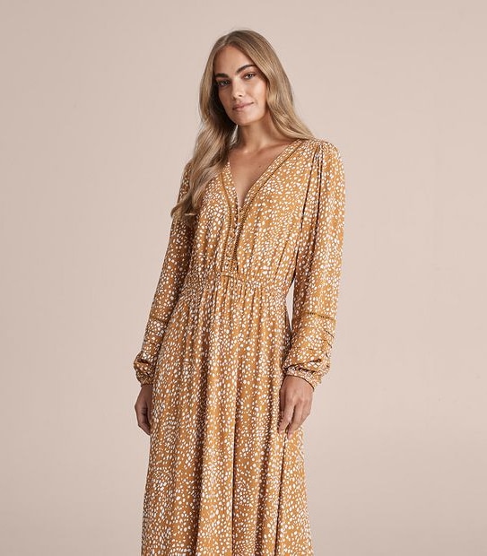Detailed Sleeve Midi Dress