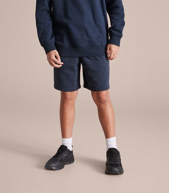 French Terry Knit School Shorts - Navy Blue