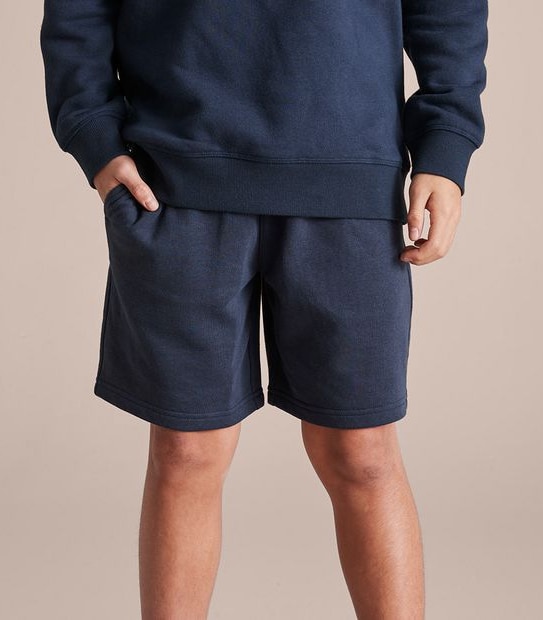 French Terry Knit School Shorts - Navy Blue