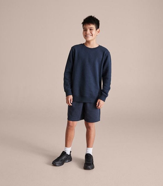 French Terry Knit School Shorts - Navy Blue