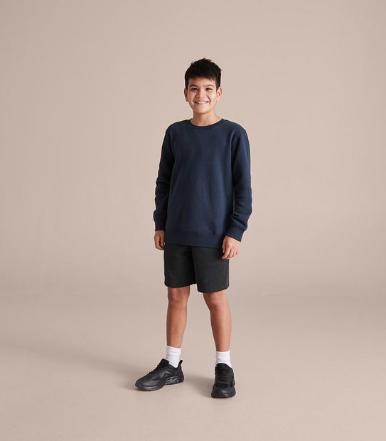 French Terry Knit School Shorts - Black