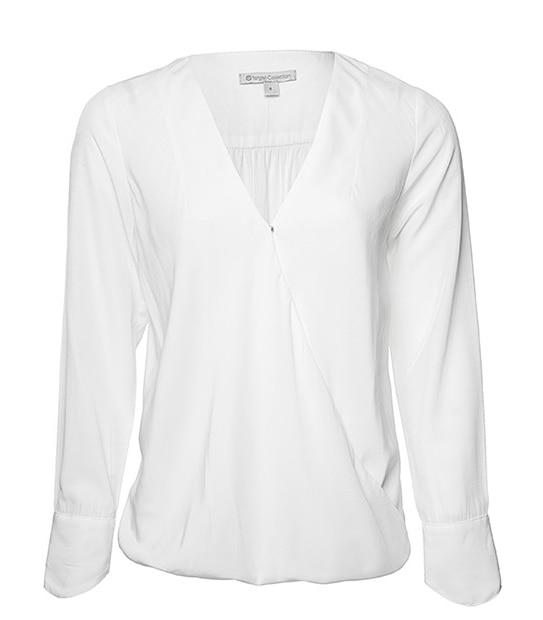 Drape Front Blouse - White