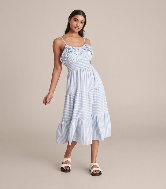 Frill Strappy Midi Dress