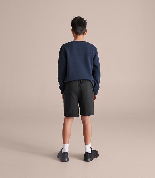 French Terry Knit School Shorts - Black