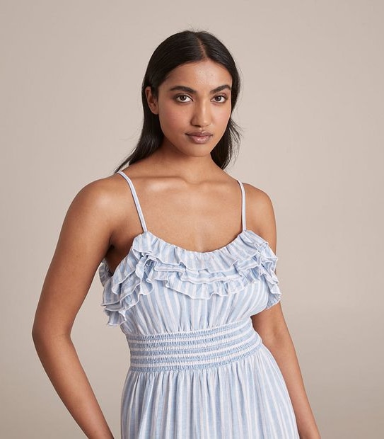 Frill Strappy Midi Dress