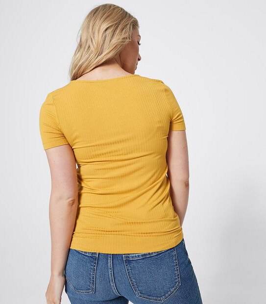 Scoop Neck Button Front T-Shirt