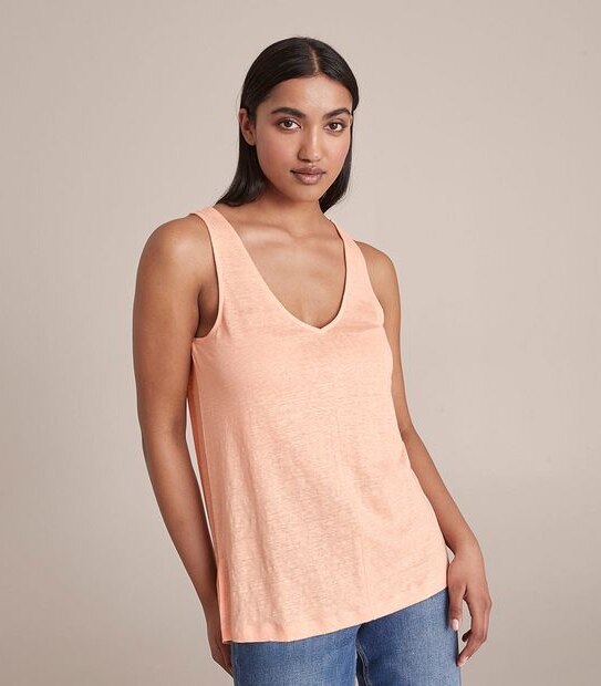 Linen Blend Double VTank Top Target Australia