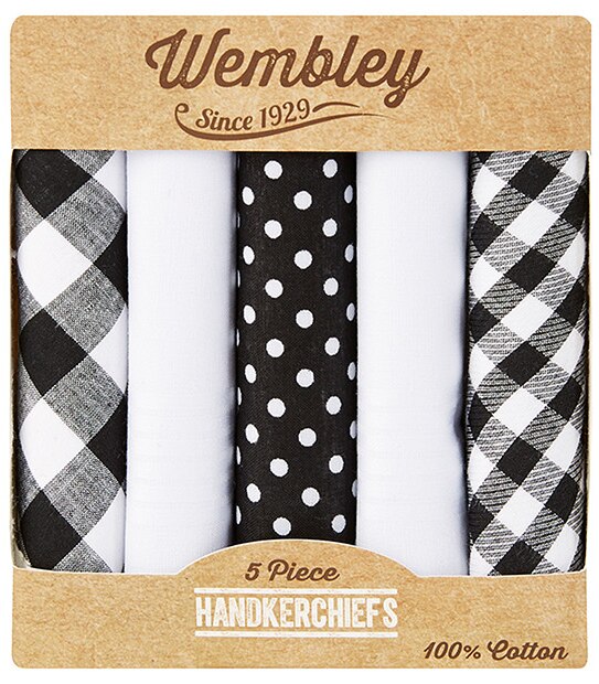 Wembley 5 Piece Handkerchief Set - Black Multi