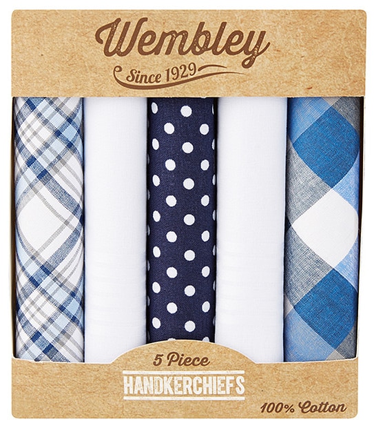Wembley 5 Piece Handkerchief Set - Blue Multi