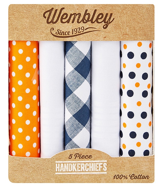 Wembley 5 Piece Handkerchief Set - Orange Multi
