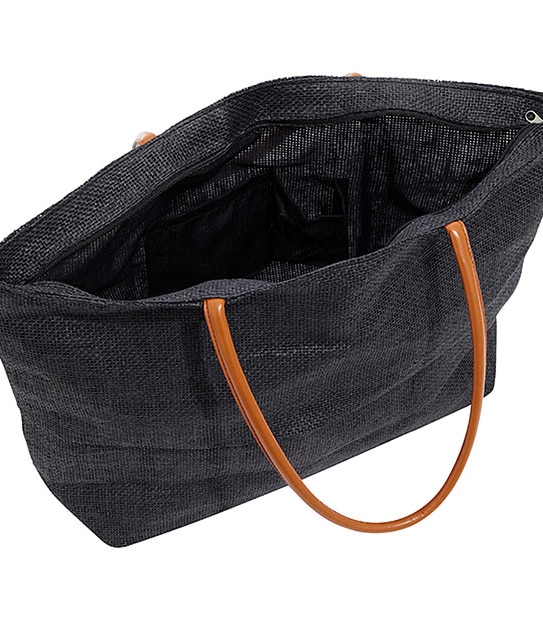 Paper Straw Beach Bag - Black