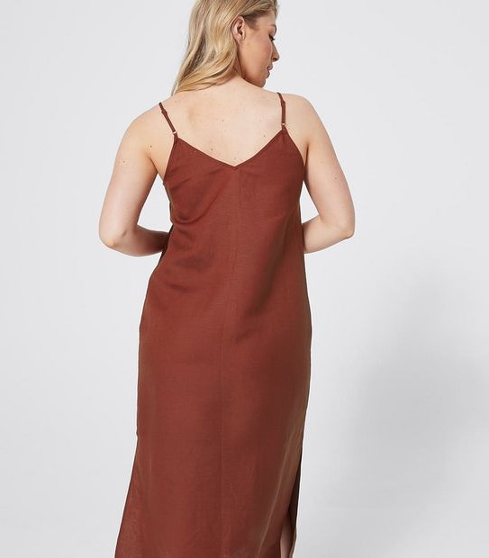 Linen Blend Cami Midi Dress
