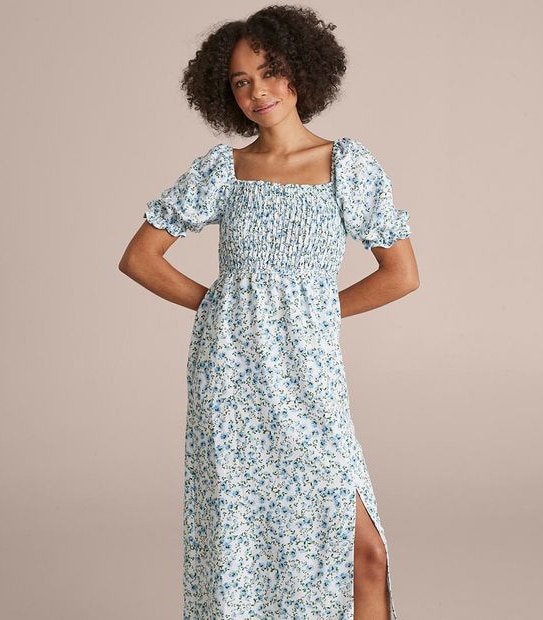 Lily Loves Puff Sleeve Shirred Bodice Midi Dress Target Australia