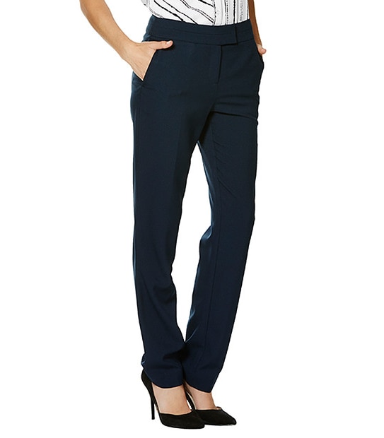 Tailored Straight Leg Bi-Stretch Pants - Navy
