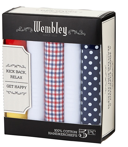 Wembley 5 Pack Men's Handkerchiefs