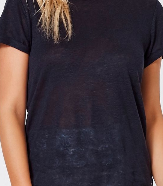 Piping Hot Slim Fit Linen T-Shirt - Navy Blue