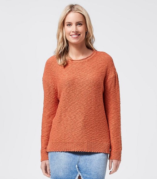 Piping Hot Drop Shoulder Knitted Jumper - Peach