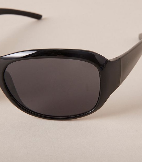 Womens Small Wrap Sunglasses - Black